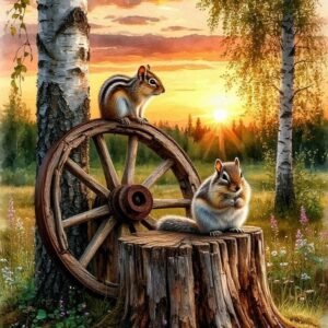 Tapymas pagal skaičius "Voveraitės" ant porėmio