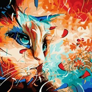 Tapymas pagal skaičius "Abstrakti katė" ant porėmio