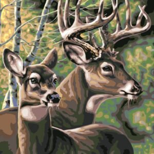 Tapymas pagal skaičius "Briedžiai" ant porėmio