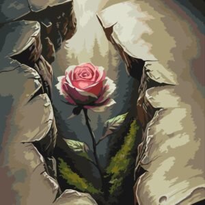 Tapymas pagal skaičius "Rožė" ant porėmio