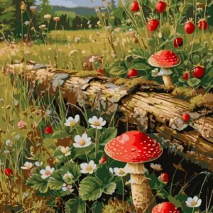 Tapymas pagal skaičius "Grybai" ant porėmio