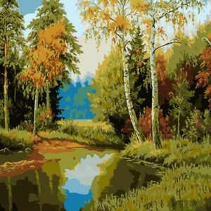 Tapymas pagal skaičius "Miškas" ant porėmio