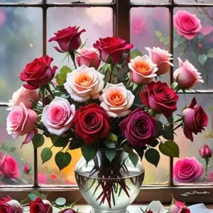 Deimantinė mozaika ant porėmio "ROŽĖS"