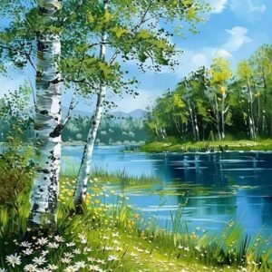 Deimantinė mozaika ant porėmio "PRIE EŽERO"